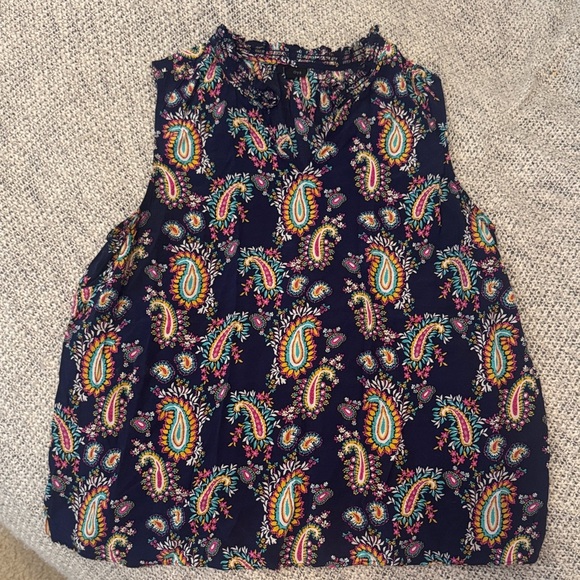 Talbots Tops - Talbots Paisley Print Sleeveless Top | Navy Multicolor | XL